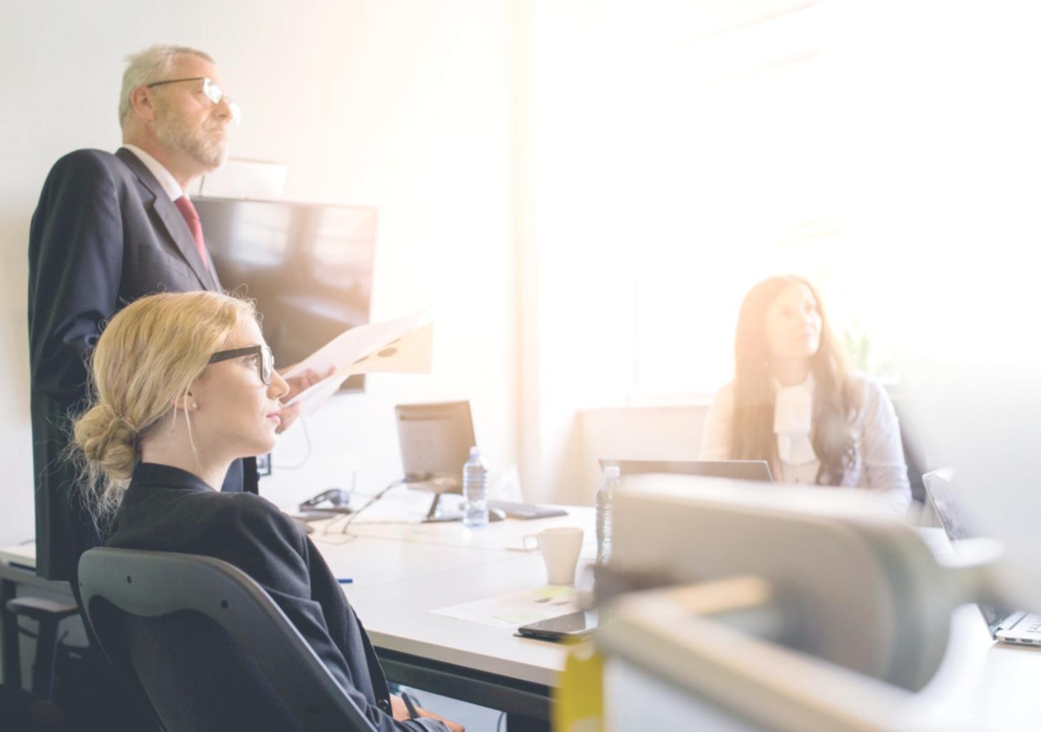 Professional team collaboration in modern office environment